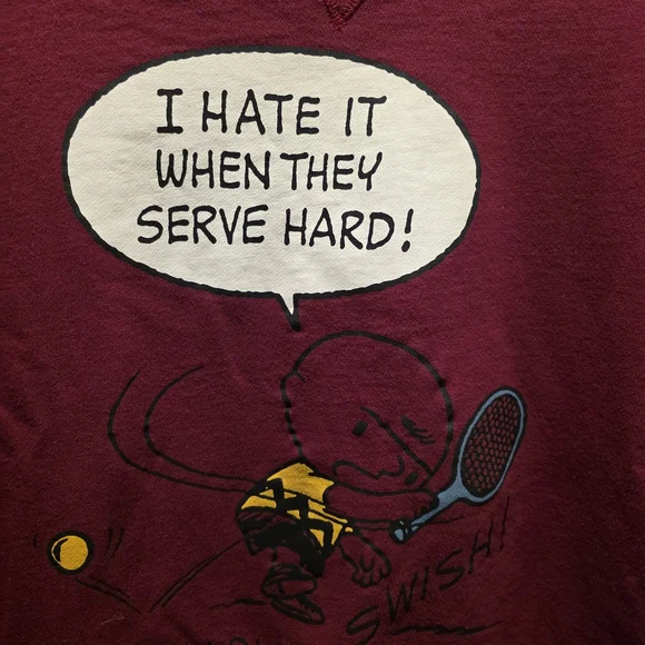 Vintage Peanuts Uniqlo CHARLIE B Maroon Crewneck Medium‎ - Picture 4 of 5